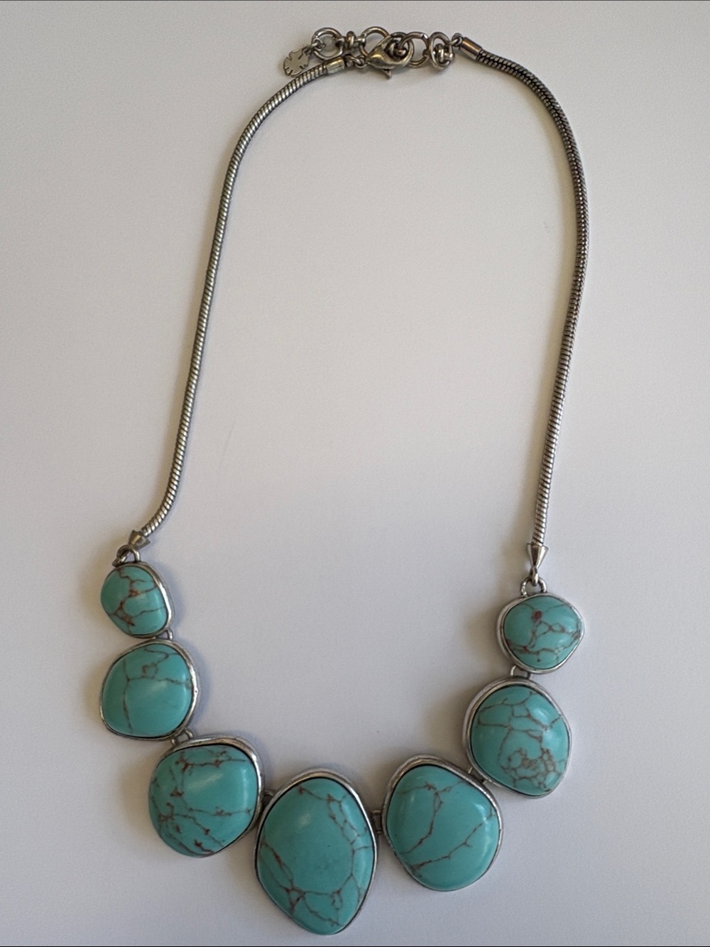 Turquoise Statement Necklace - Lucky Brand Silver Tone Bib Necklace